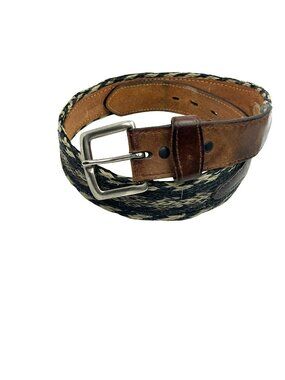 Badger Western Woven Leather Belt Mens 32 Brown